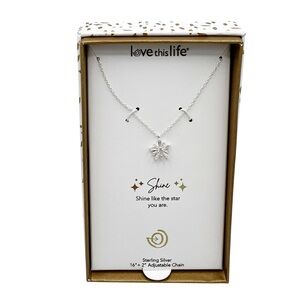 NWT Love This Life Sterling Silver Crystal Snowflake Dainty Necklace